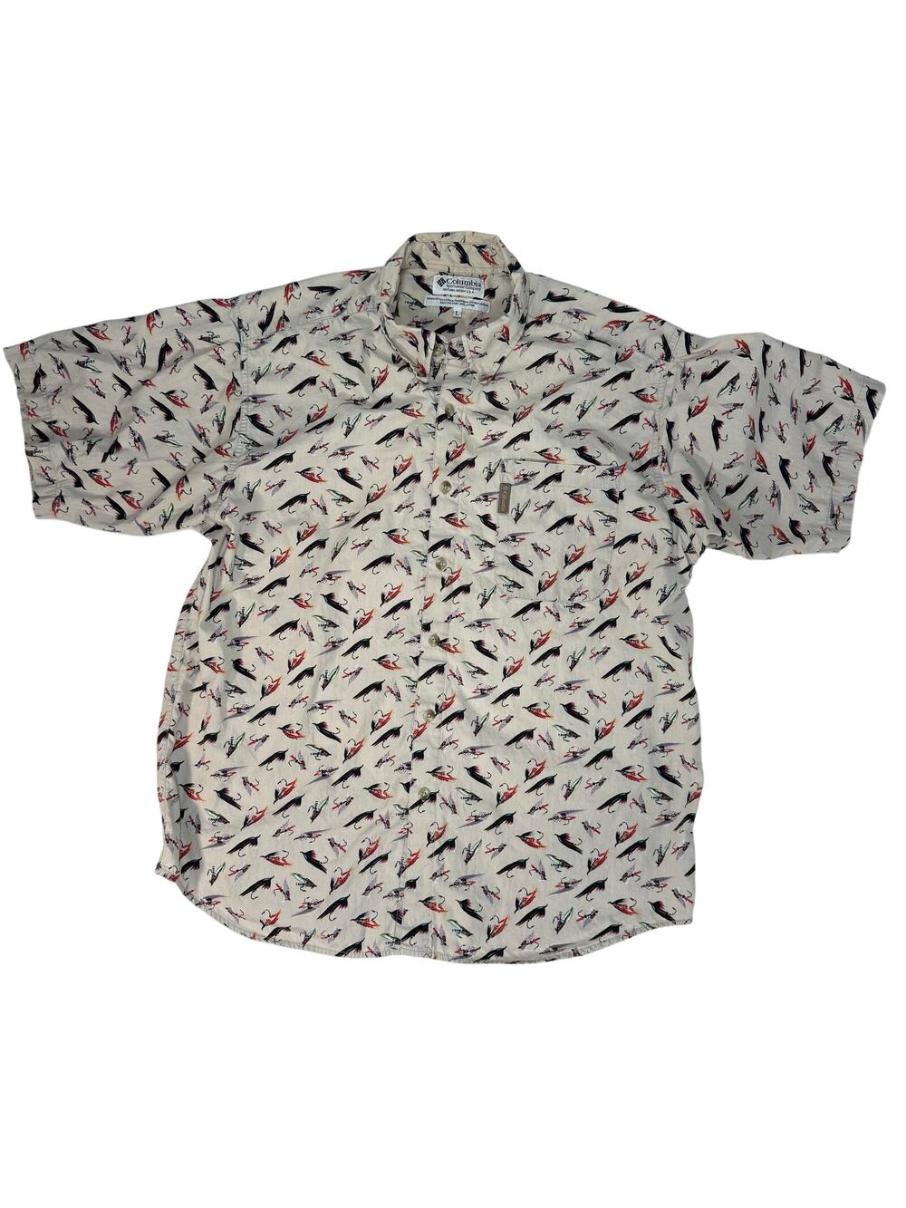 Columbia Fly-Fishing Shirt Short Sleeve Button Down Cotton Men's Large